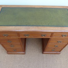 Antique Pitch Pine Victorian Pedestal Desk